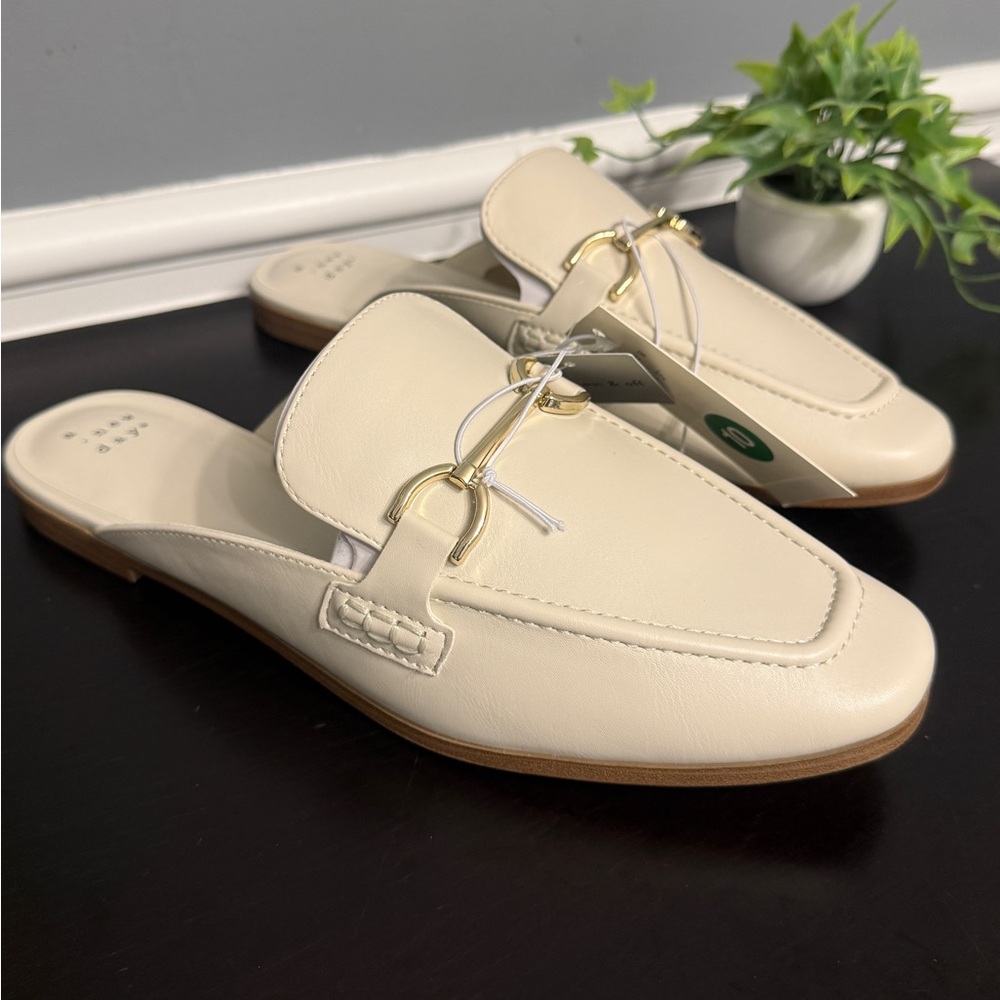 A New Day Cream shoes  with Gold Accents